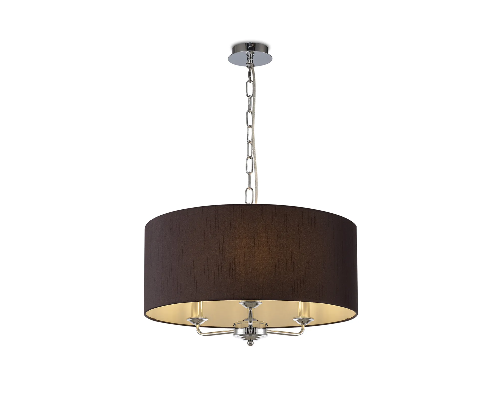 DK0020  Banyan 50cm 3 Light Pendant Polished Chrome, Black